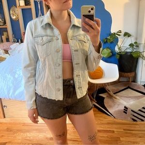 Light wash denim trucker jacket